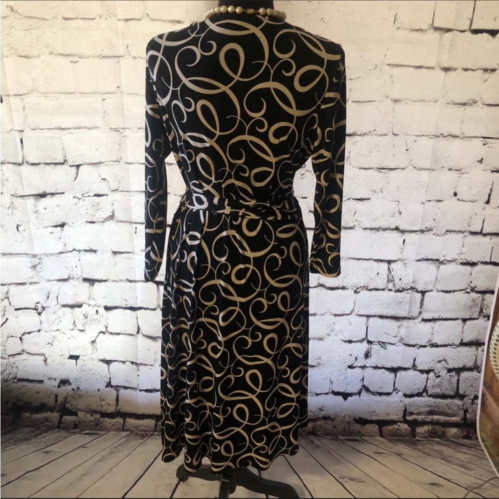 London Times Black & Ivory wrap dress